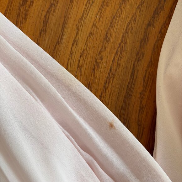 Azazie Iliana Blushing Pink A-Line V-Neck Pleated Chiffon Dress - Picture 3 of 4